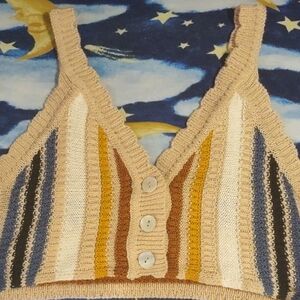 Striped Knit Crop Top - Multicolor